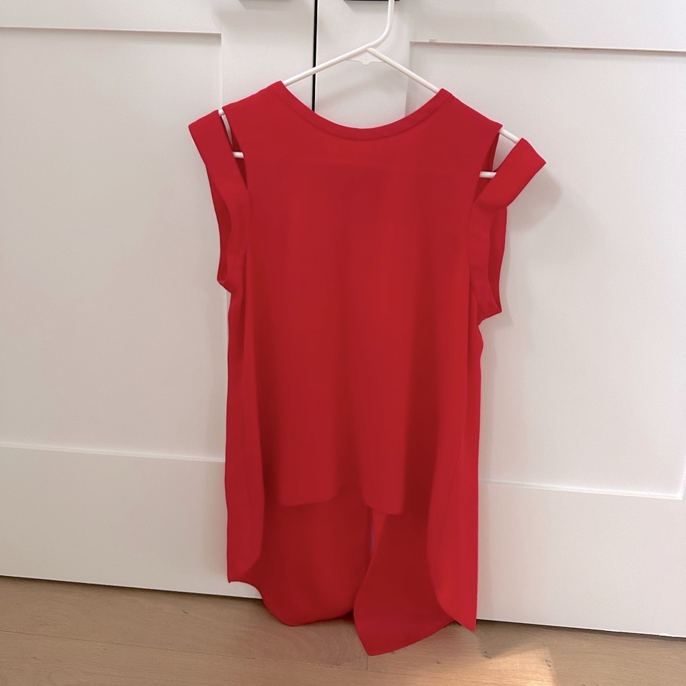 BCBGMaxazria Red Sleeveless Blouse